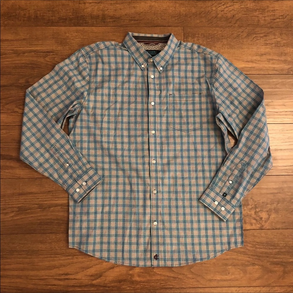 Cody James Mens Button Up Size M Blue Gray Plaid Long Sleeve